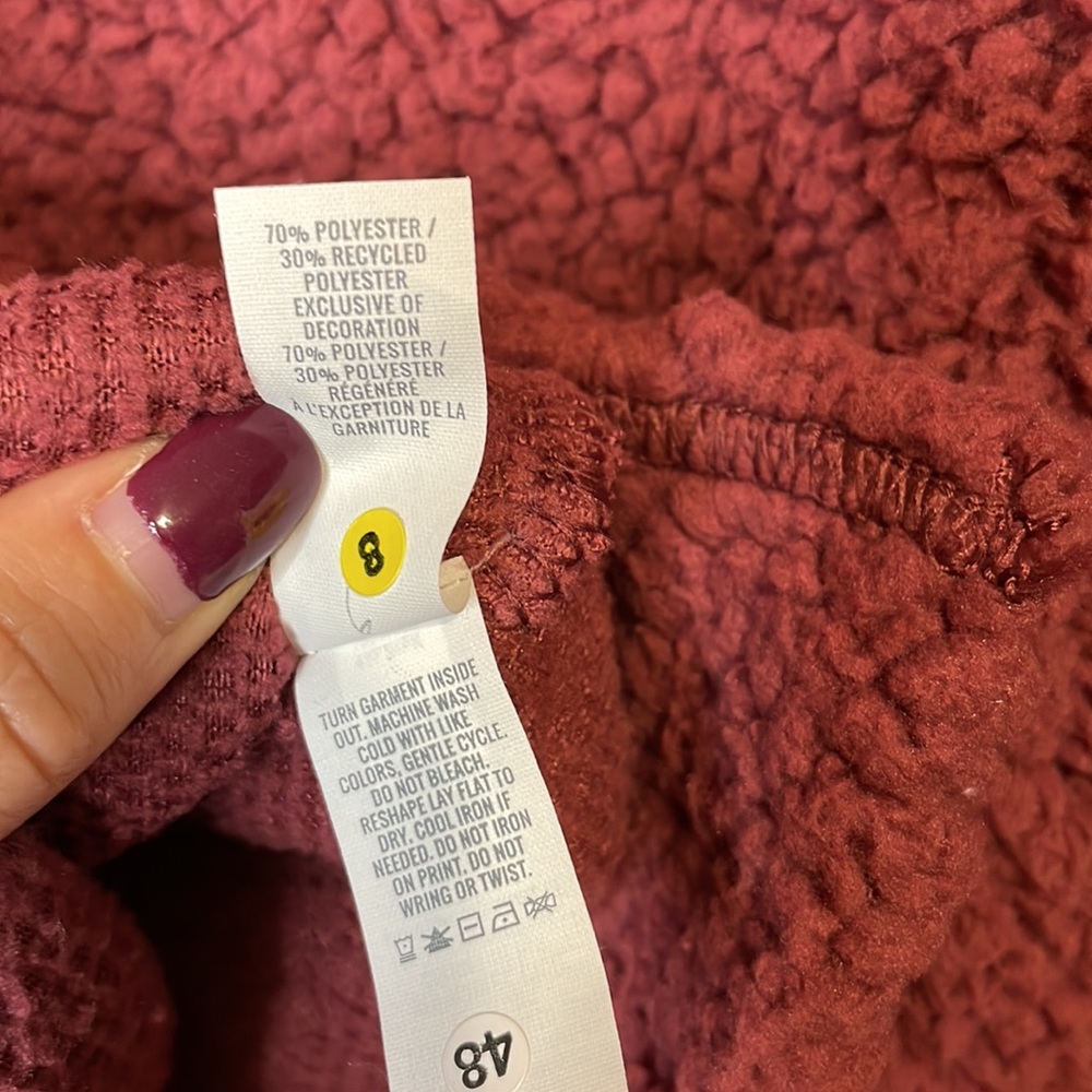 NWOT Aerie Dream Sherpa Quarter Zip Sweatshirt - Brick Stone - Size Large - Picture 14 of 15